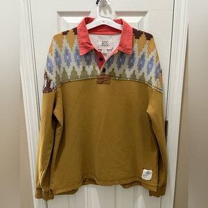 BDG Heavyweight Craft Pattern Rugby Sweatshirt Size Medium